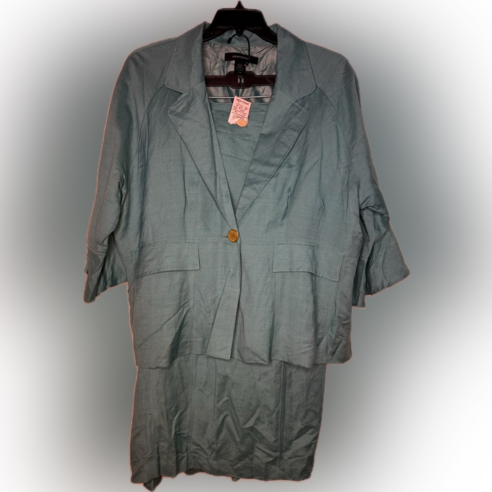 💚 Ashley Stewart Vintage Linen Blend Skirt Suit – NWT Size 20